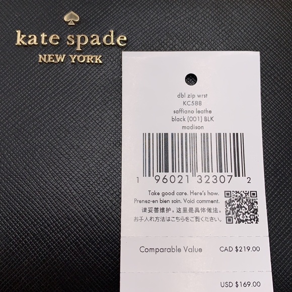 KATE SPADE Madison Double Zip Wristlet BLACK COLOR - Picture 13 of 14